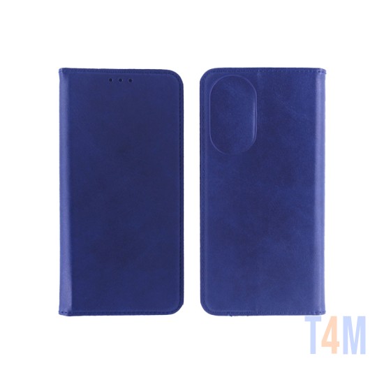 Capa Flip de Couro com Bolso Interno para Oppo A78 4G Azul